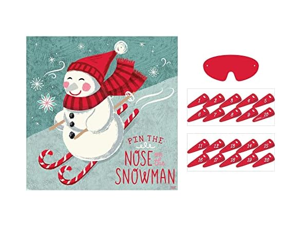 Multicolor Peppermint Twist Pin the Nose on the Snowman (Pack of 4)