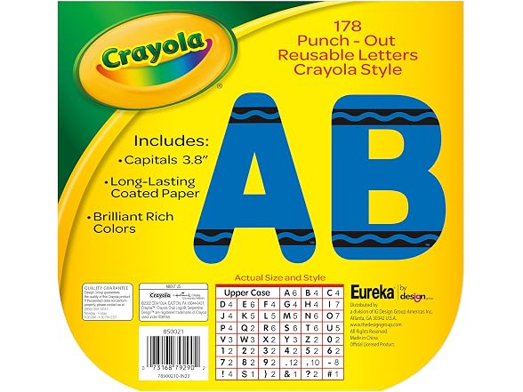 Eureka Crayola Bulletin Board Deco Letters, Blue, 178 Pcs