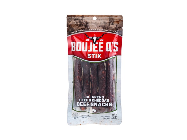 (3 Pack) Texas Boujee Q's Beef Jerky Stix 4oz - Jalapeno Cheddar