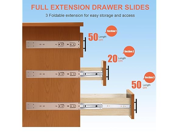 Sulawskys 22 inch Drawer Slides 1 Pairs (2pcs) So