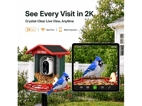 Plastic Smart Bird Feeder W/ Camera