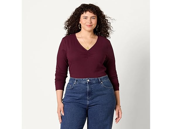 Amazon Essentials Women Large Slim Cinched T-Shirt