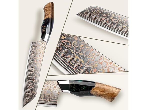 SHAN ZU 7 Inch Damascus Santoku Knife