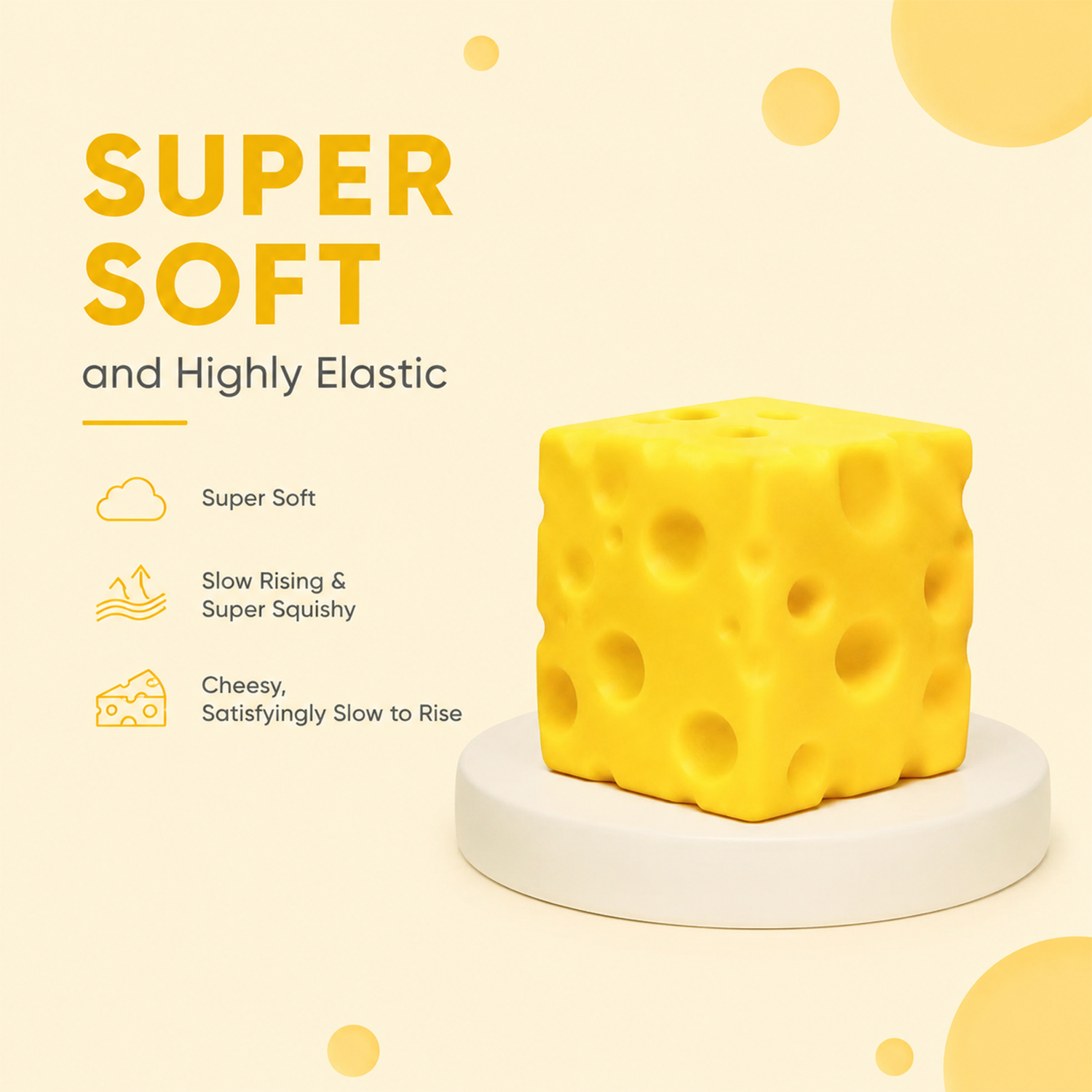 Twilight Squishy Sensory Toys Cheese, 3PK - Gallery 8