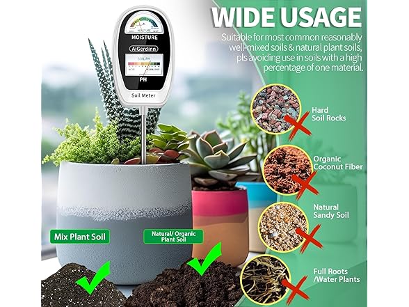 AiGerdinn 2-in-1 Soil Moisture Meter