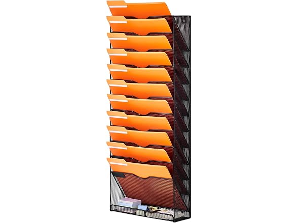 File Wall Rack, One-Piece 12 Pockets Mesh Wall