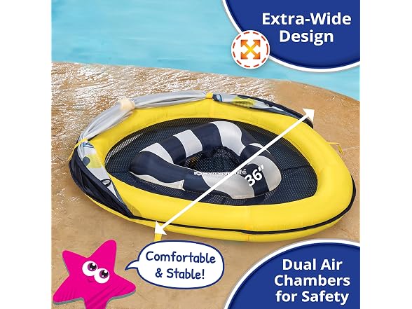 SwimSchool Deluxe Baby Float with Adj Canopy