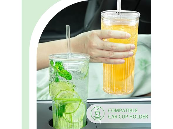 4 Pack Glass Cups with Lids