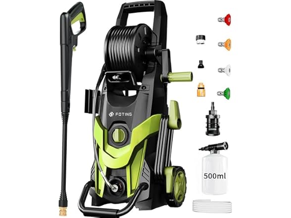 Pressure Power Washer 4500PSI with 4 Quick Connect Nozzles, Inlet Hose & Filter for Cars/Fences/Driveways/Patios/Home Cleaning (Open Box)