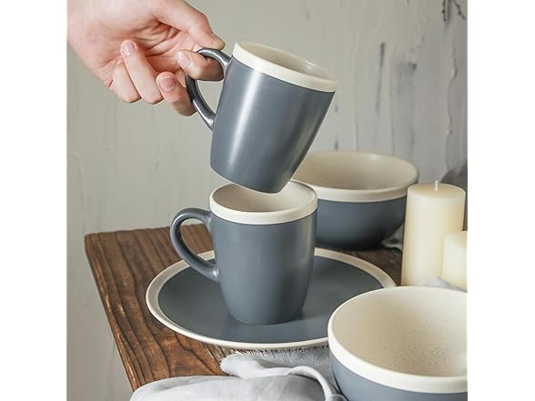 Stone Lain 16-Piece Dinnerware Set, Gray