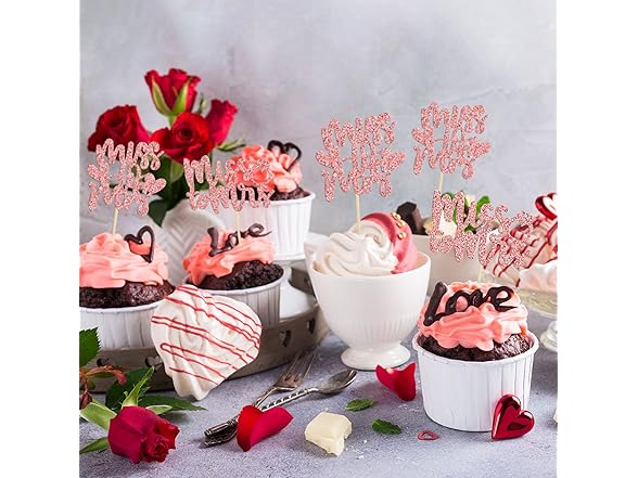 Rose Gold Miss to Mrs Cupcake Toppers