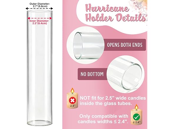 12" Glass Hurricane Candle Holders