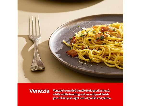 Eater x Zwiesel Fortessa Venezia 18/10 Stainless Steel, 20 Piece Flatware Set