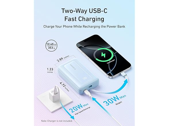 Anker Zolo Power Bank, 20,000mAh with Built-in Cable