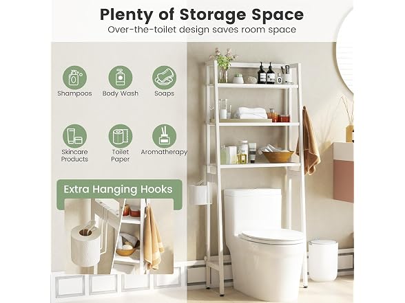 Nightcore 3-Tier Over Toilet Shelf White