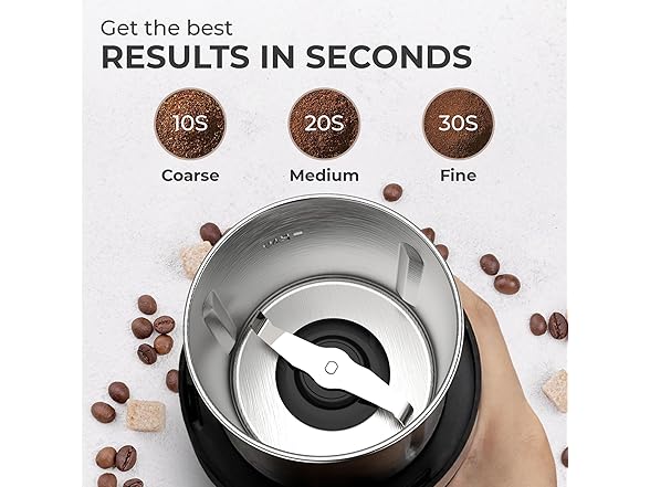 Kaffe Electric Coffee Grinder with Removable Cup (3.5oz)