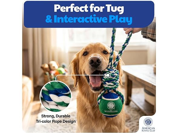 American Kennel Club X-Large Rope Tug Toy with Ball