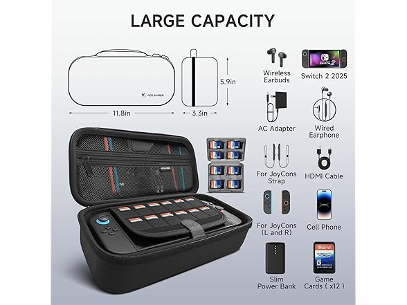 AceGamer Switch 2 Carrying Case 3in1