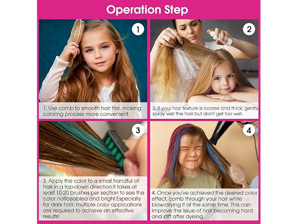 MSDADA Hair Chalk Combs 6 Count Washable