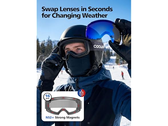 Odoland Anti-Fog Magnetic Ski Goggles