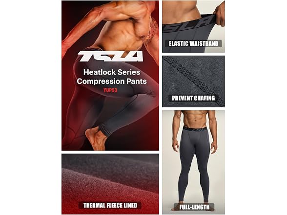 Tsla Men (M) Winter Baselayer Bottoms Pants