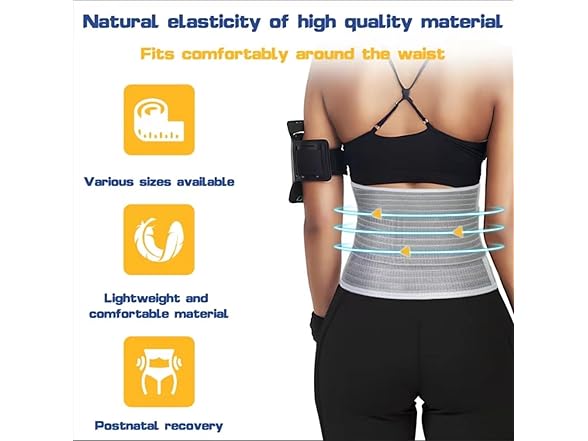 UMNUNV Postpartum Belly Band Wrap (XL Grey)