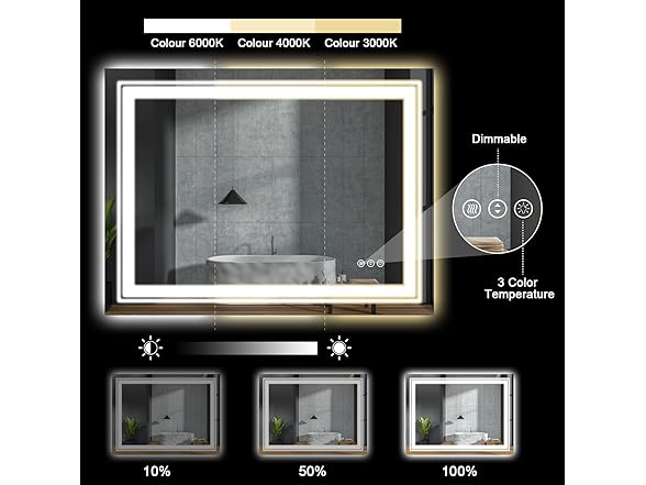 Snowdool 23.6" x 31.5" LED Bathroom Mirror