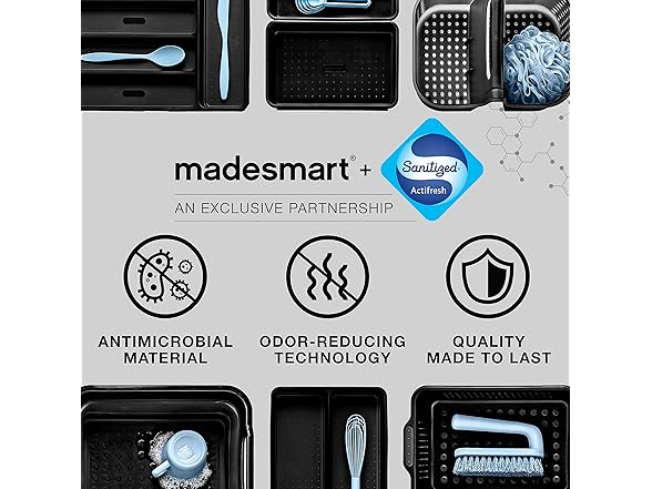 madesmart Mini 2 Tier Organizer, Pack of 4, Frost