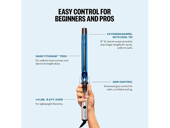 BaBylissPro Nano Ti 1 Ext Barrel Curling Iron