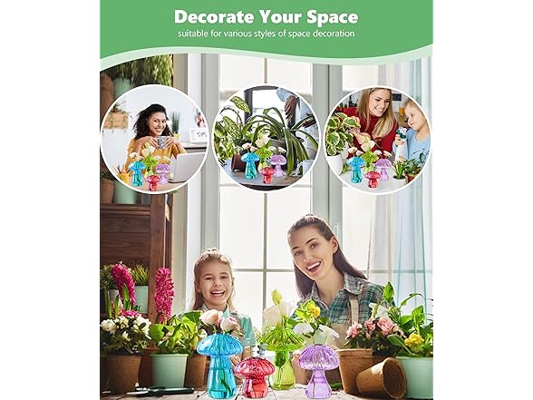 4 Pack Mushroom Glass Plant Terrarium