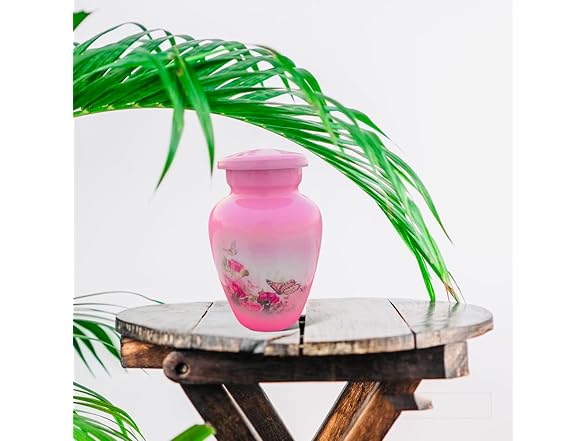 Human Pink Fresh Flowers Cremation Urn