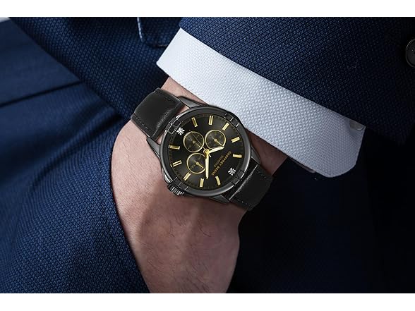 Geoffrey Beene Men Leather Subdial Watch