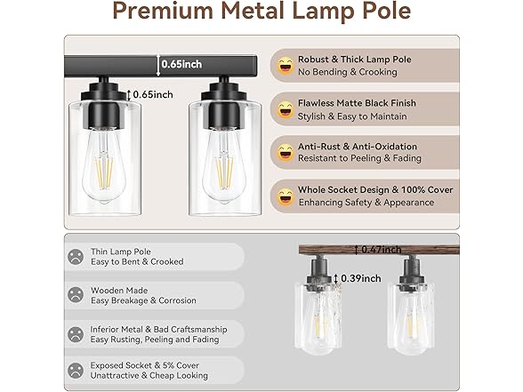 VerRon 6-Light Bathroom Light Fixtures, 38" Modern