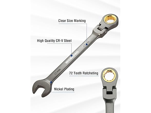 WORKPRO 17 mm Flex-Head Ratcheting Set Green