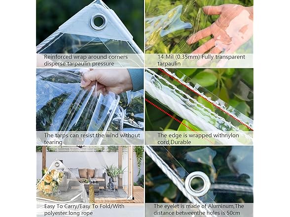 LC&QS Clear Tarps Heavy Duty PVC, 10' x 12