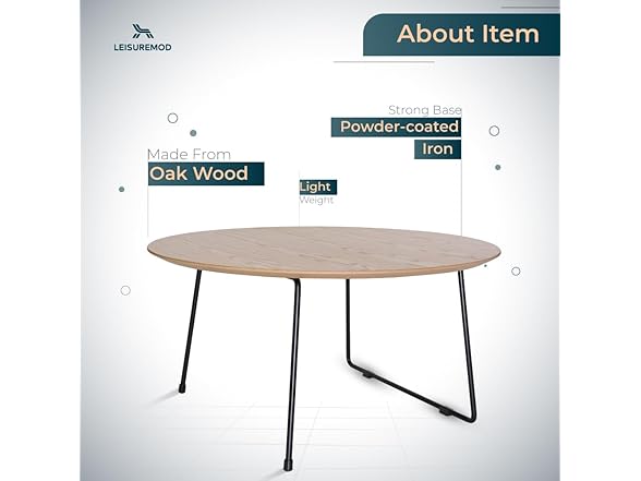 LeisureMod Pemborke Round Coffee Table
