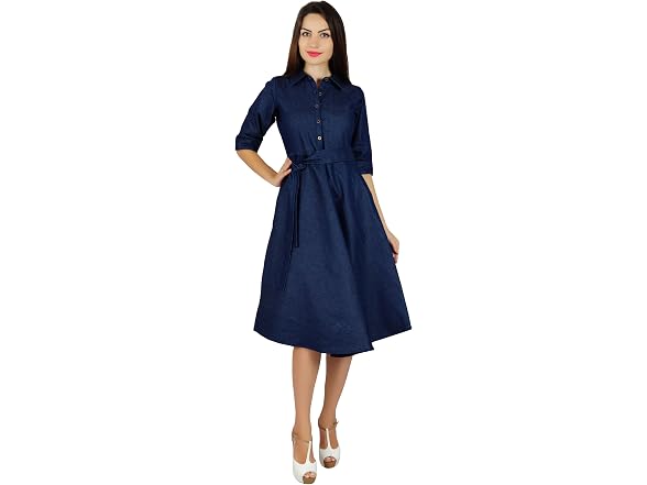 Bimba Women (10) Shirt Pockets Sleeve Casual Dress