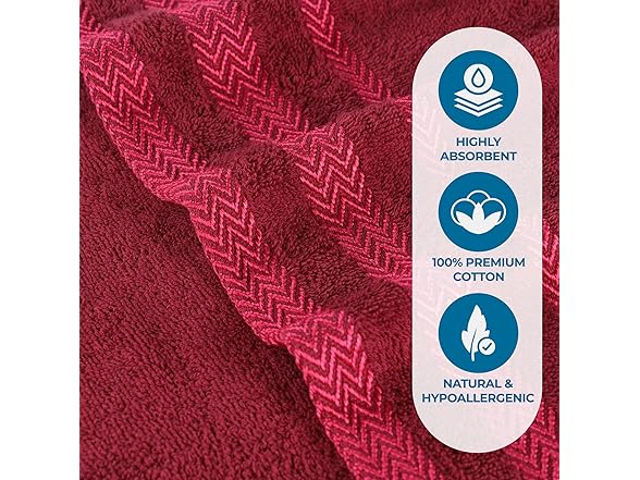Superior 2PC Hays Cotton Bath Towel, Cranberry