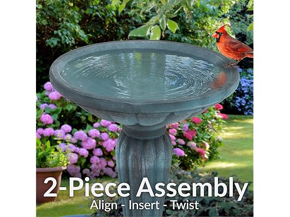 Sunnydaze 20.25” H Concrete Bird Bath Patina Green