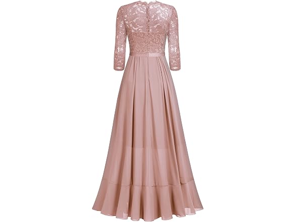 Miusol Women (S) Elegant Lace Ruffle Maxi Dress