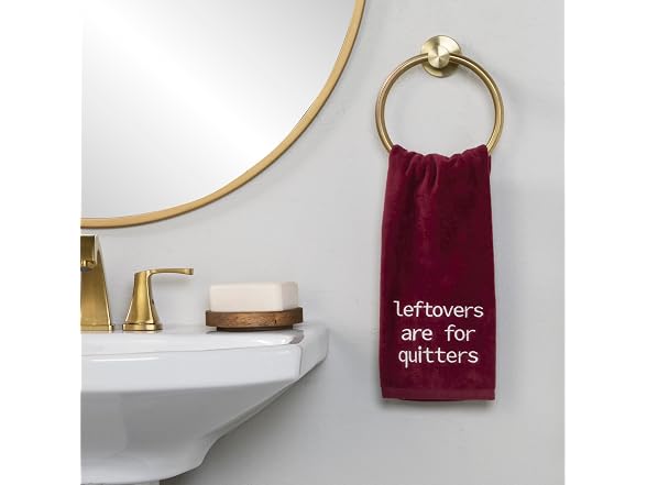 SKL Home Thanksgiving/Fall Leftovers Quitters Hand Towel Set-2pc, Wine