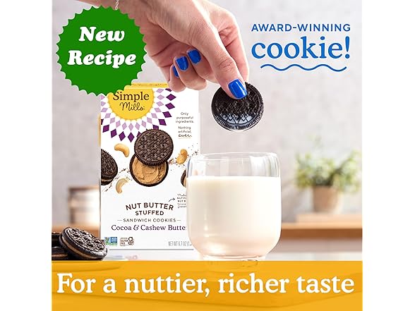 Simple Mills, Cocoa Cashew Crème Sandwich Cookies