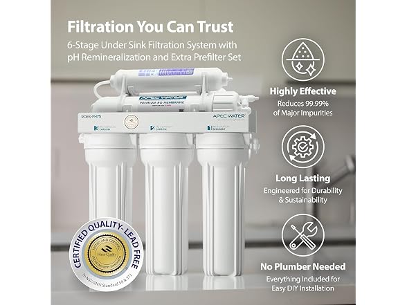 APEC Water Reverse Osmosis Water Filter System Alkaline pH