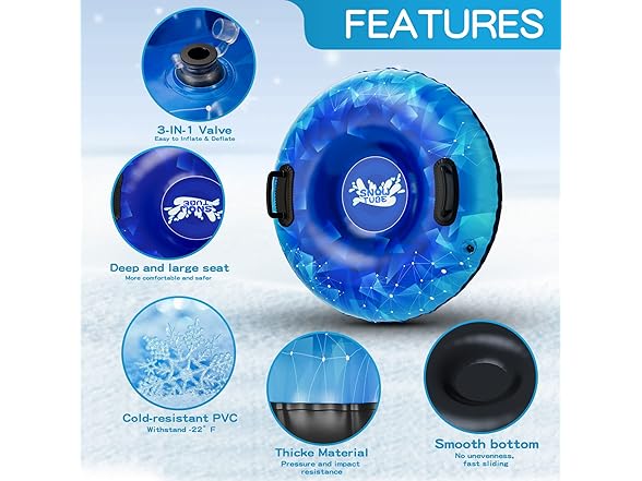 WOLKEK Snow Tube 2 Pack