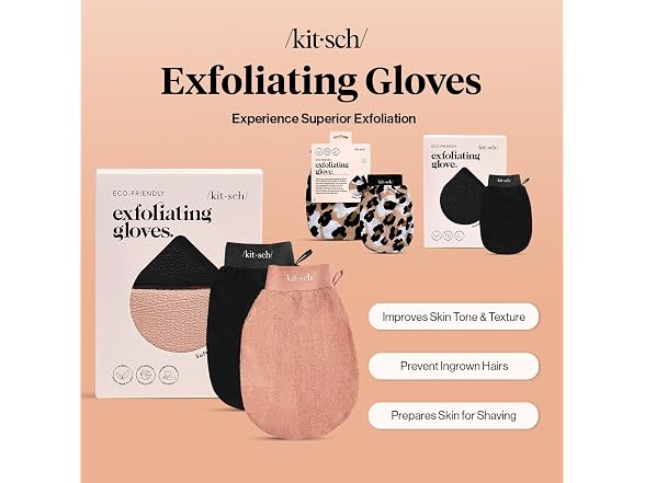 Kitsch Exfoliating Glove – Exfoliating Mitt 2pc