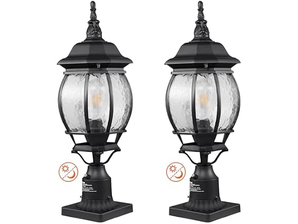 2 Pack Dusk to Dawn Outdoor Post Light, 20.87