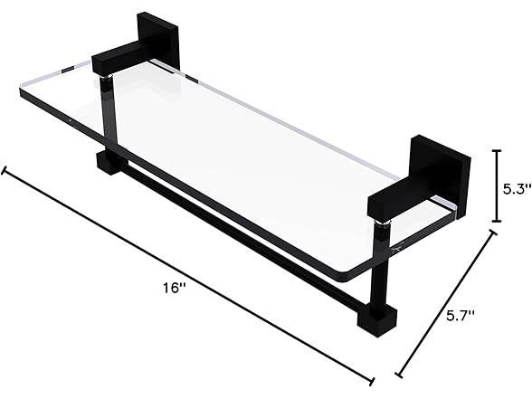 Allied Brass 16" Glass Shelf, Black