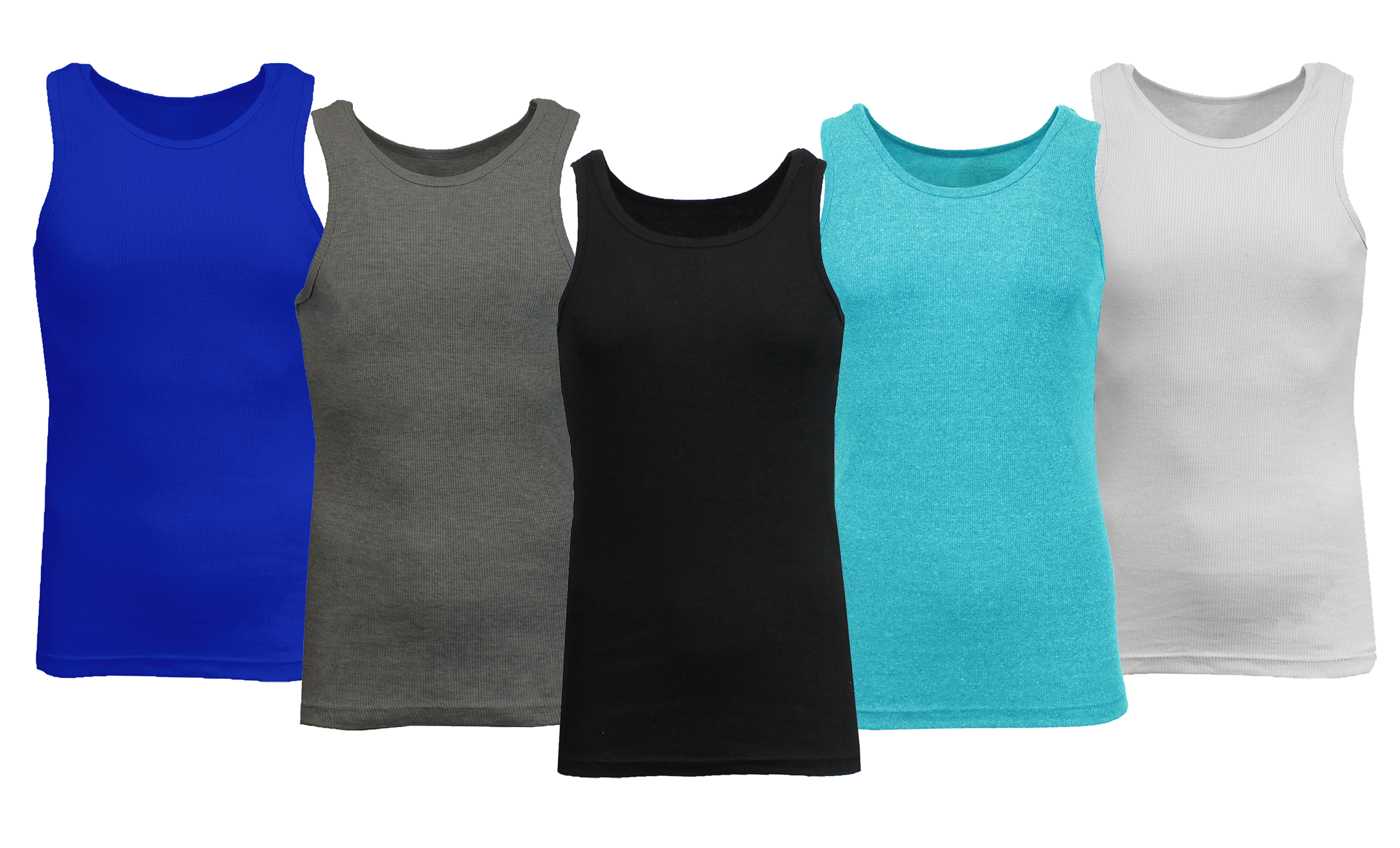 3 or 5PK Men's Heavyweight Ribbed Tank Top - Gallery 67
