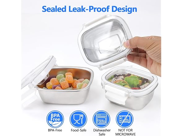 Stainless Steel Food Storage Containers with Lids - 3 Piece 8.5
