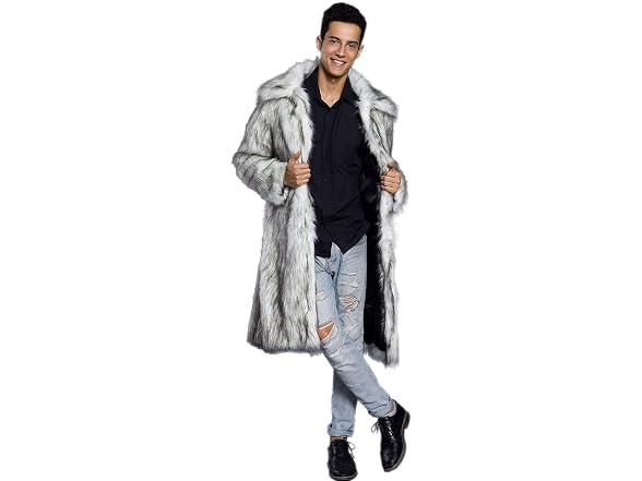 Old DIrd Men (M) Long Sleeve Fluffy Faux Fur Coat